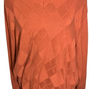 Haggar Women's V-Neck Argyle Sweater - Rust